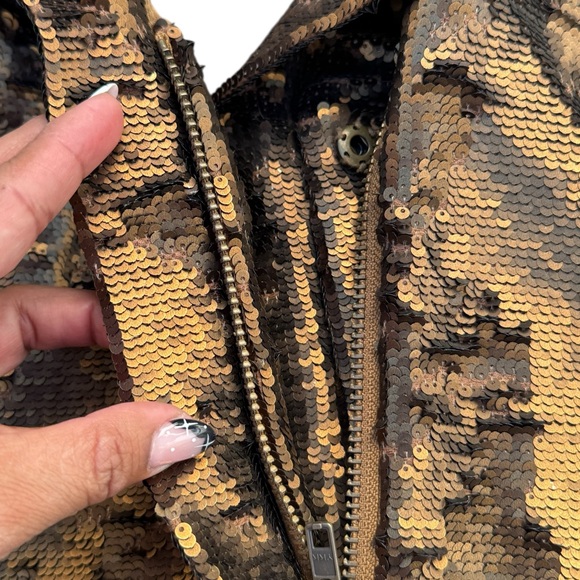 Gold Sequin Jacket Free People size M - Picture 11 of 12
